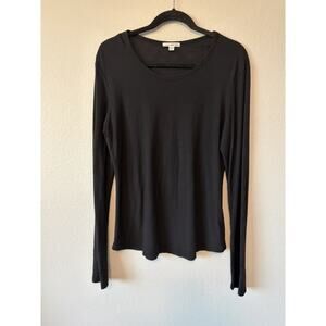 James Perse Women’s Black Jersey Cotton Long Sleeve T-Shirt Crew Neck Size 3